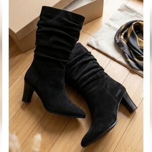 Worthington Black Mid Calf Suede Leather Boots sz 9M